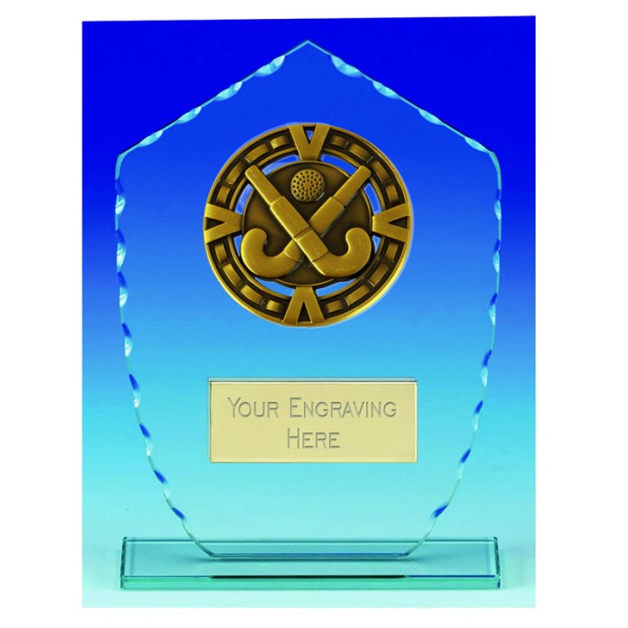 VARSITY HOCKEY GLASS PLAQUE - 3 SIZES - 16CM to 20CM